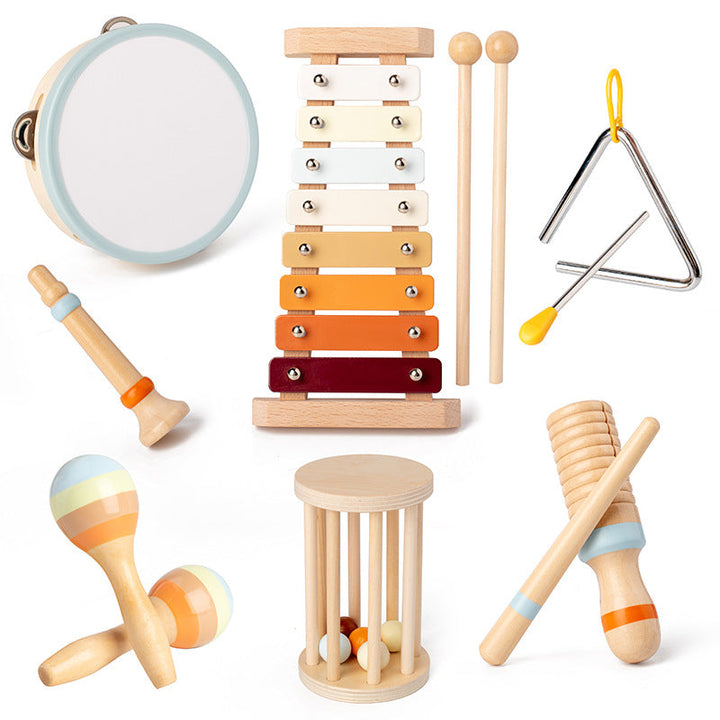 Conjunto de instrumentos Orff de madera para niños. Juguete musical educativo que fomenta el desarrollo y aprendizaje temprano.