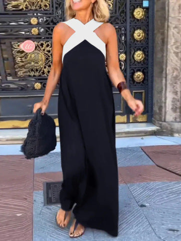 Vestido de verano fluido para mujer, ideal para vacaciones, se puede vestir elegante o casual.