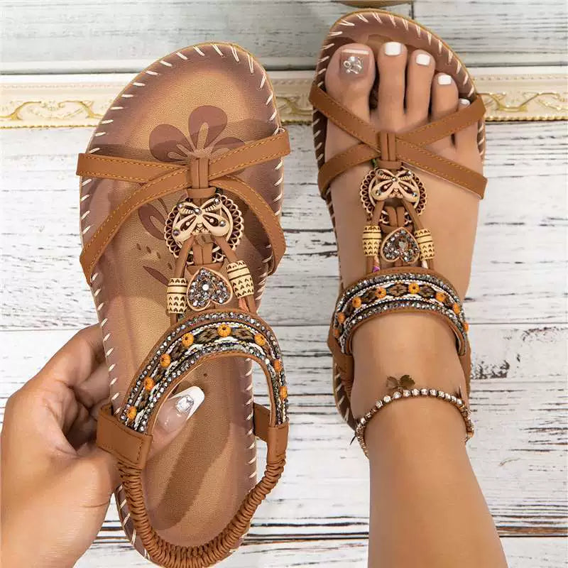 Sandalias de moda bohemia para mujer, calzado casual perfecto para disfrutar del verano con confort.
