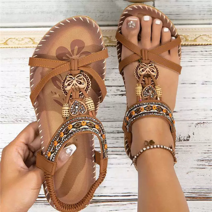 Sandalias de moda bohemia para mujer, calzado casual perfecto para disfrutar del verano con confort.