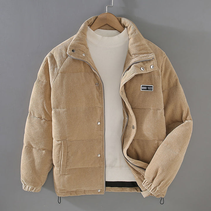 Abrigo de invierno para hombre, chaqueta acolchada cálida con cremallera, estilo casual moderno.