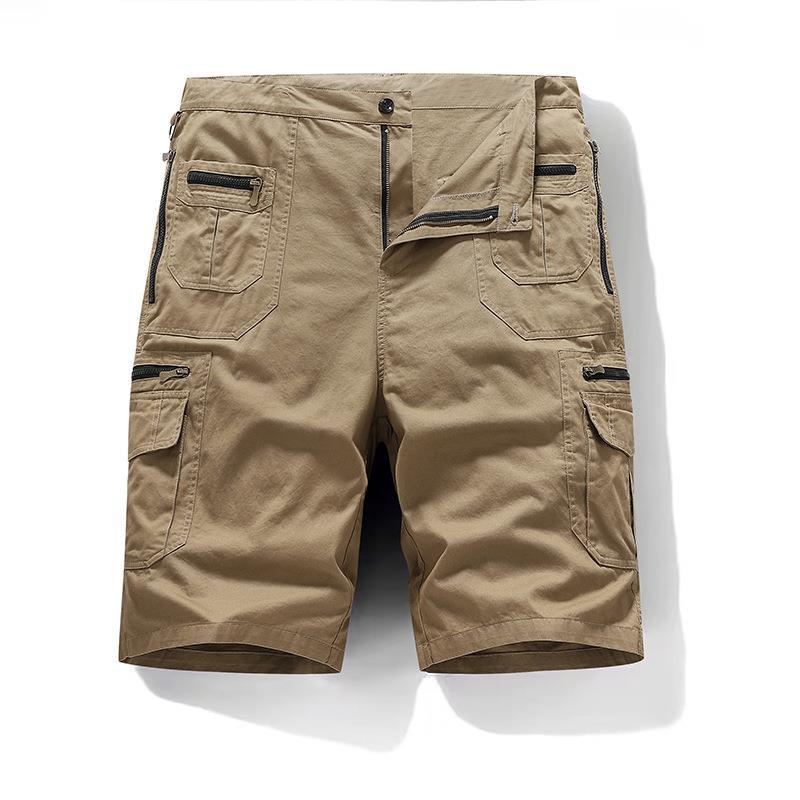 Bermudas cargo de hombre, mezcla de algodón, transpirables para el verano. Estilo urbano casual con bolsillos.