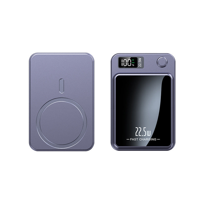 Cargador inalámbrico portátil para smartphone, power bank delgado y de carga rápida en viaje.