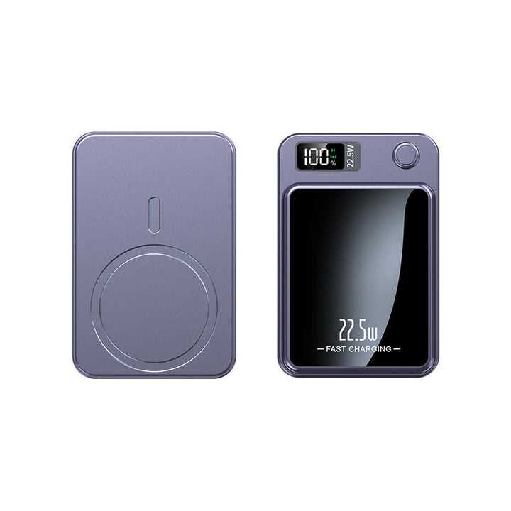 Cargador inalámbrico portátil para smartphone, power bank delgado y de carga rápida en viaje.
