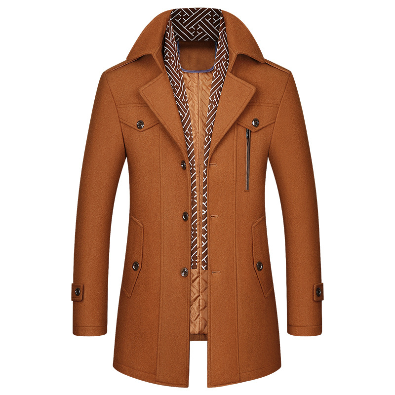 Elegante abrigo de invierno para hombre, prenda exterior clásica y cálida para clima frío.