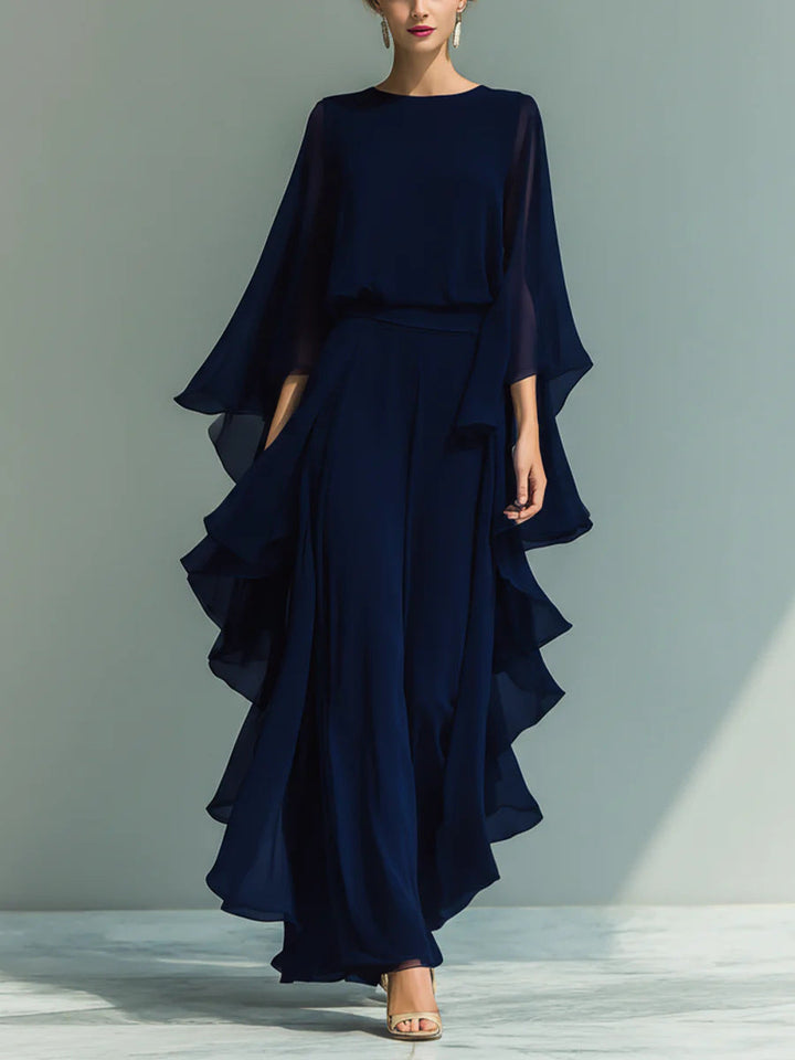 Mono de chifón fluido para mujer, elegante y versátil para noche, fiestas u ocasiones especiales.