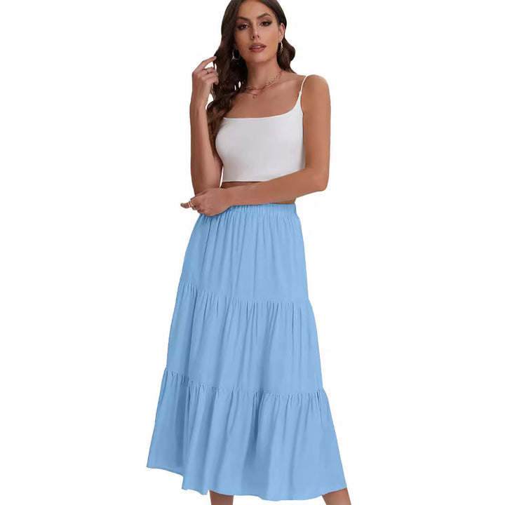 Elegante falda midi de mujer con volantes BASILISA, perfecta para moda femenina y eventos de verano.