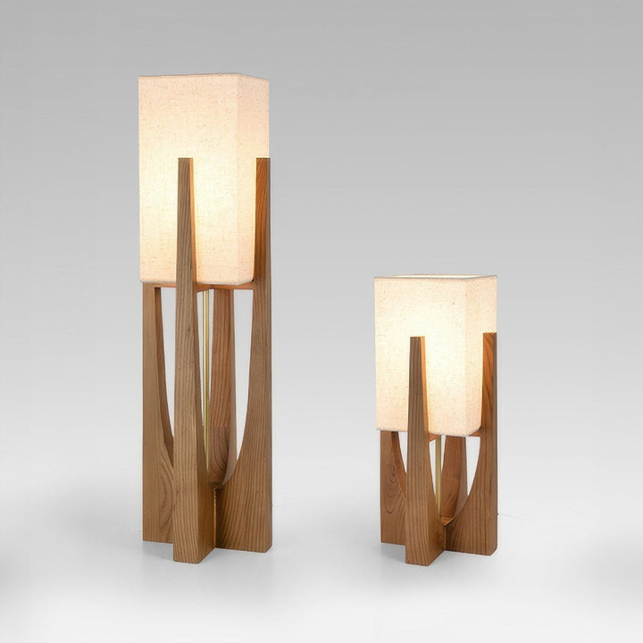 Lámpara de pie de nogal y lino, diseño moderno. Iluminación ajustable para sala de estar o dormitorio.