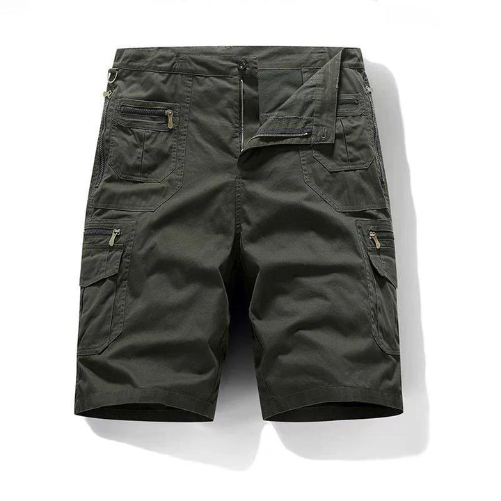 Bermudas cargo para hombre con múltiples bolsillos, diseño urbano moderno y casual, ideal para el verano.