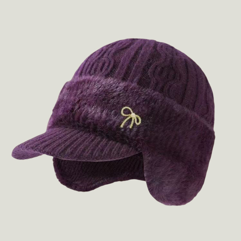 Gorro trapper invernal unisex con orejeras y visera, tejido cálido para protegerse del frío y la nieve.