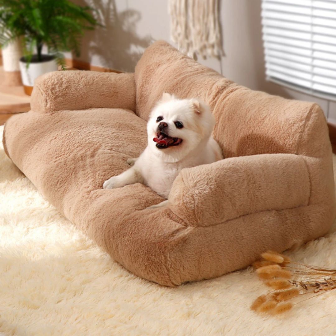 Sofá calmante y ortopédico para mascotas. Cama antiestrés para perros y gatos, ideal para su confort y bienestar.