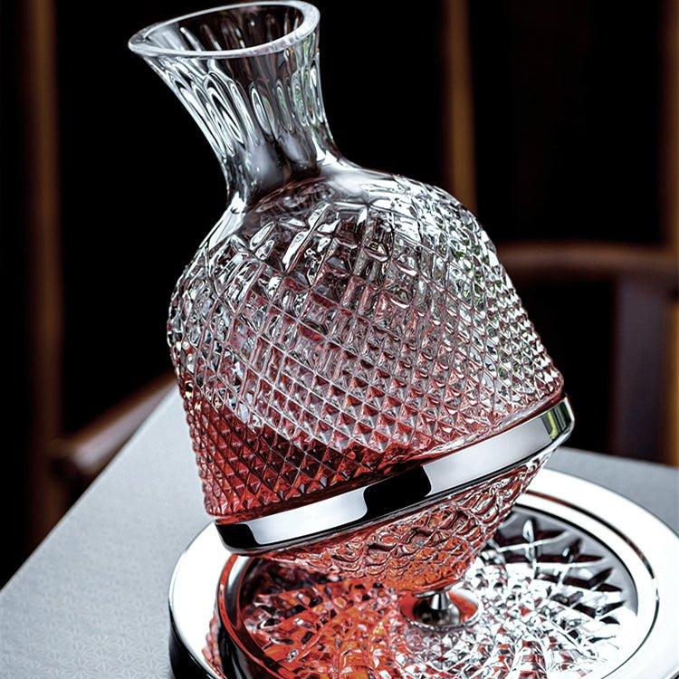 Elegante decantador giratorio 360° de cristal soplado a mano, regalo para amantes del vino.