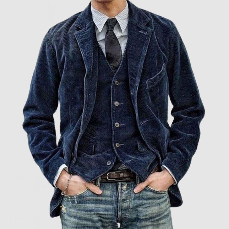 Chaqueta vintage de hombre con estilo retro para otoño-invierno. Moda masculina casual y versátil con confort diario.