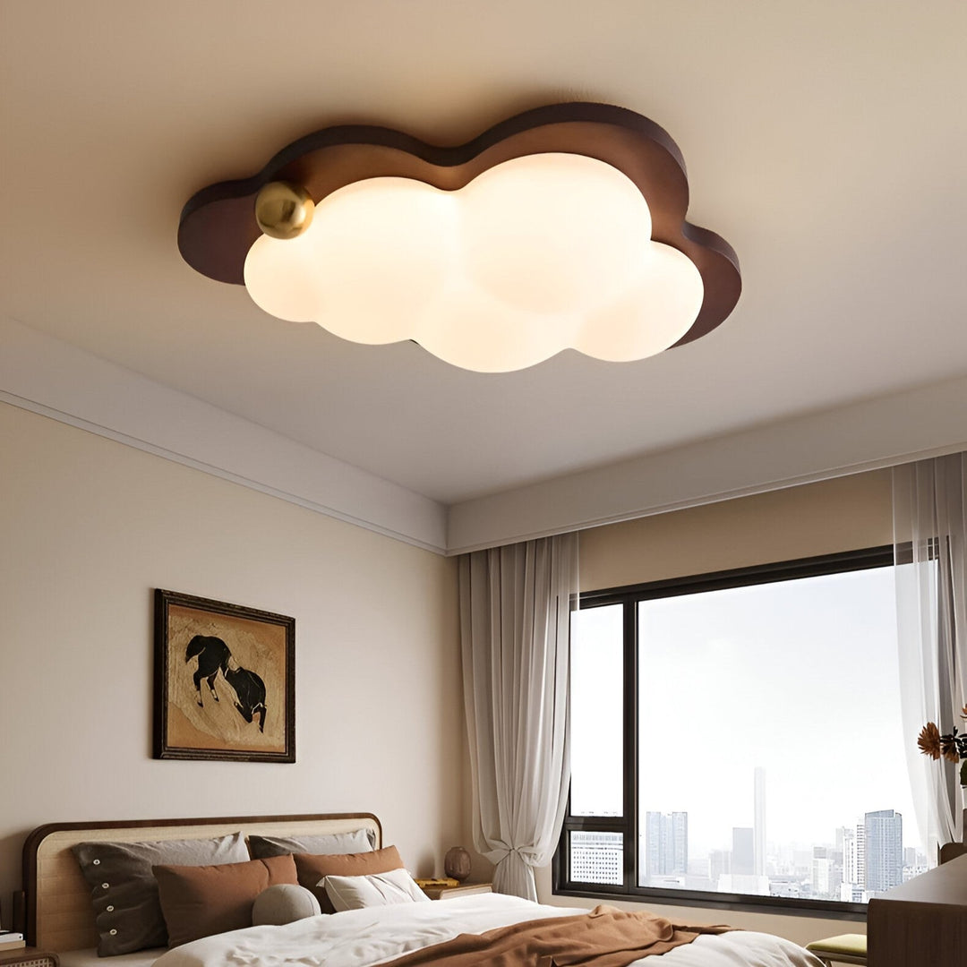 Luz de techo LED de madera con forma de estrella. Iluminación decorativa para dormitorio, estilo moderno.