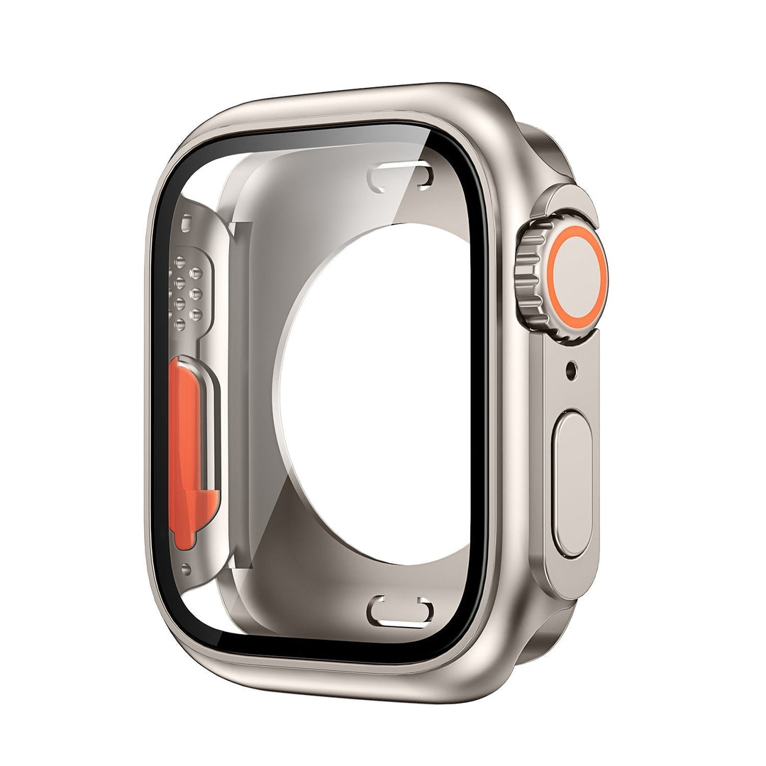 Reloj inteligente con funda protectora 360° y pantalla de cristal templado instalada.
