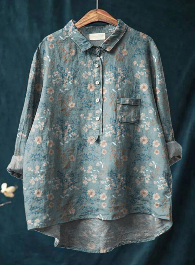 Blusa elegante floral para mujer, diseño fluido y vibrante, ideal para looks de primavera.