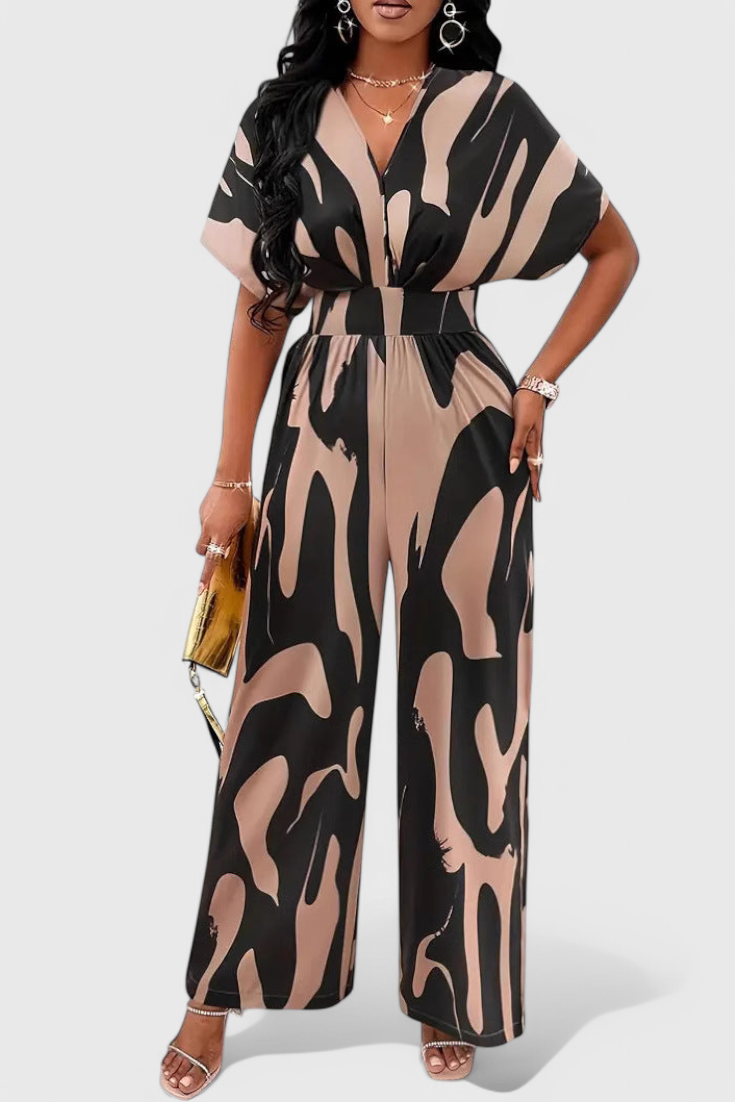 Jumpsuit mujer Zahara cómodo con escote V, pierna ancha y cintura ajustada. Estilo moderno casual chic.