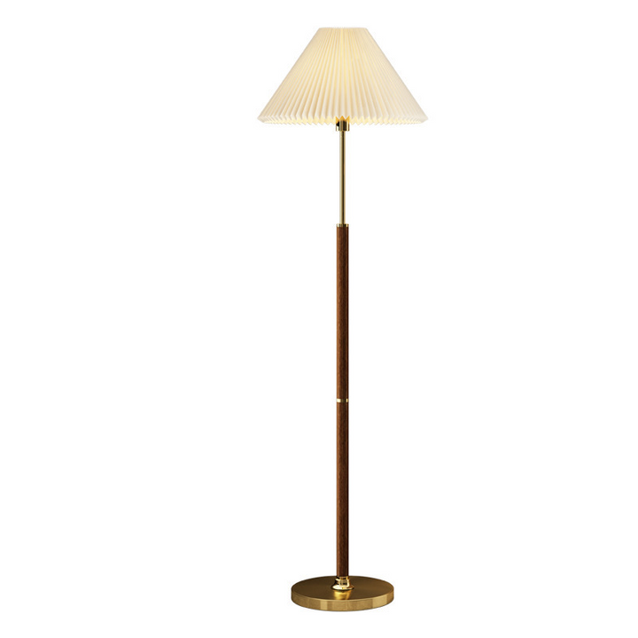 Lámpara de pie Lucira, luz cálida LED con pantalla plisada. Realza la decoración del hogar.
