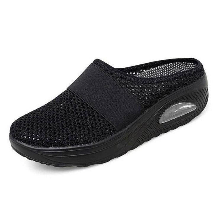 Mules confort para mujer con plantilla ortopédica, suela antideslizante y diseño fresco.