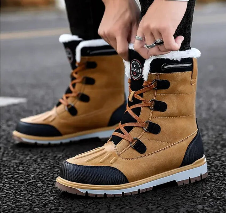 Calzado de invierno cómodo para hombre, botas con forro cálido y suela antideslizante para nieve.