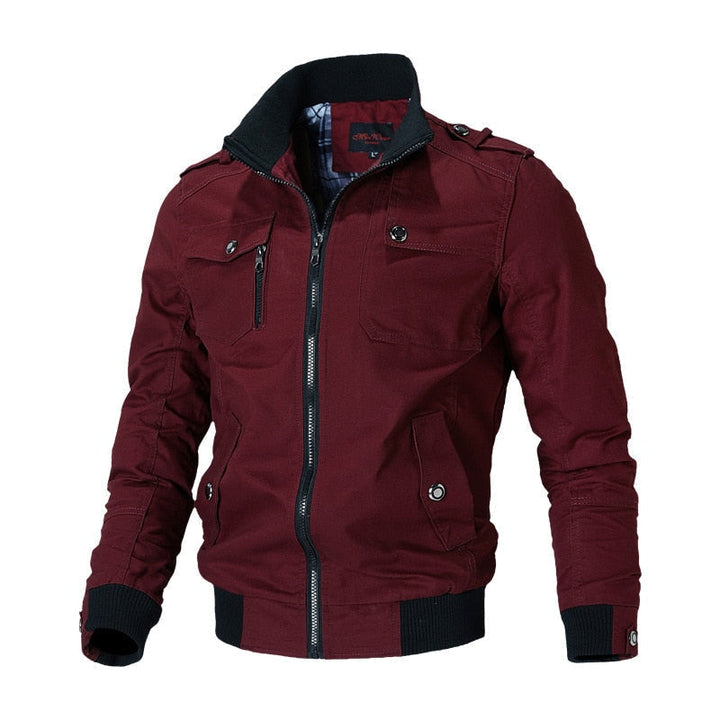 Chaqueta bomber táctica de hombre con cremallera, diseño resistente y cómodo, perfecta para el clima frío.