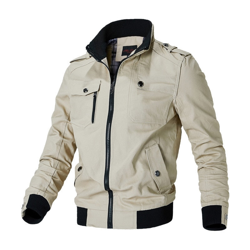 Abrigo táctico bomber para hombre, moda masculina urbana, resistente al frío, ideal para el día a día.
