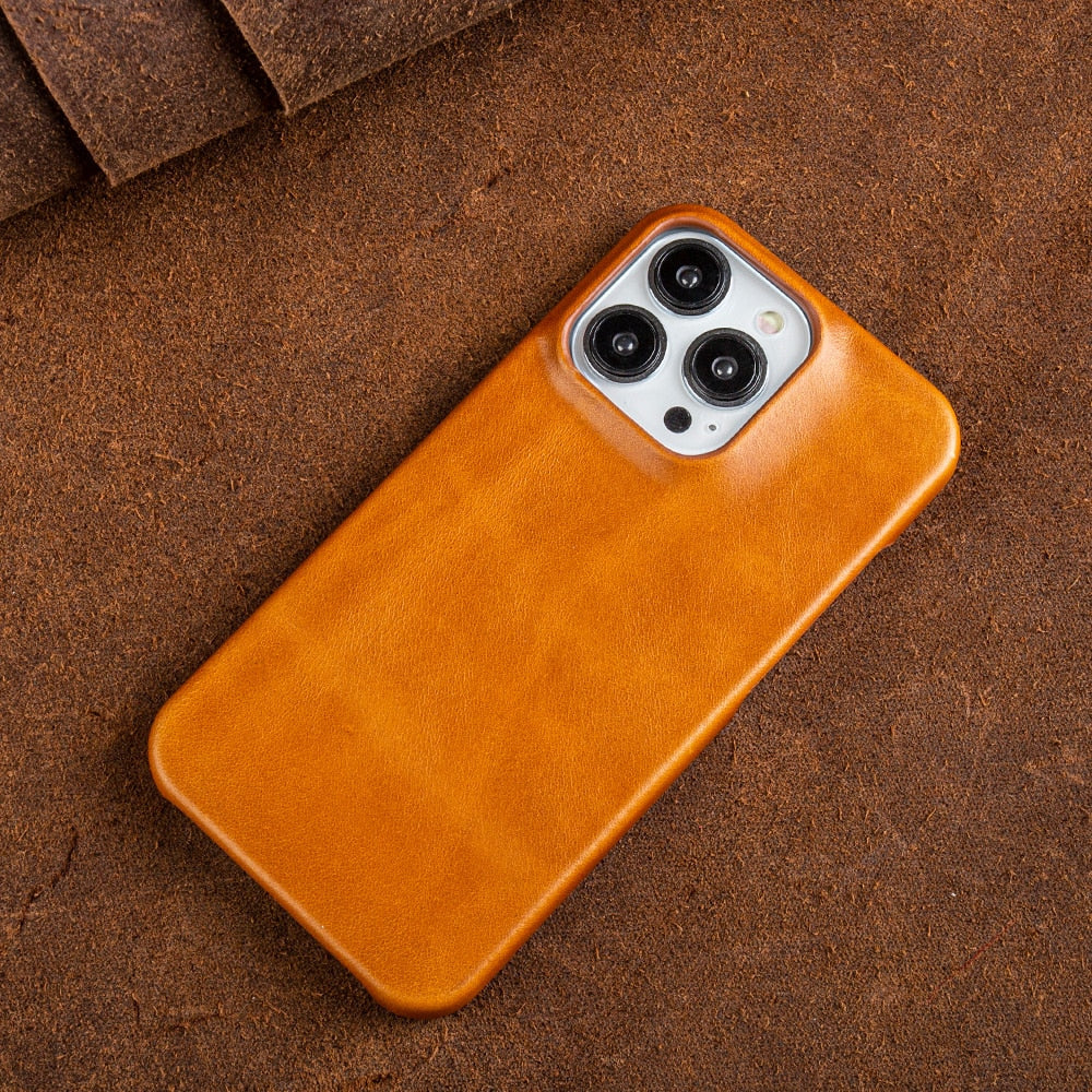 Funda de piel genuina para iPhone, durabilidad premium y protección avanzada antiarañazos y golpes.