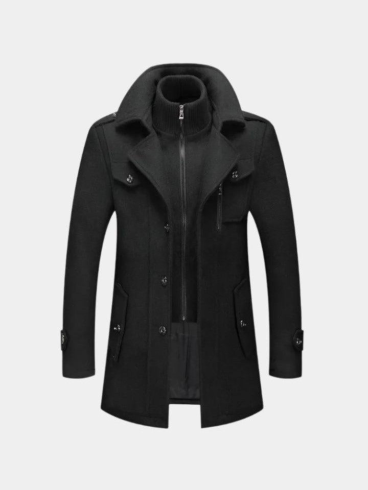 Abrigo de invierno clásico para hombre, elegante, de lana. Ideal para moda masculina y calidez.