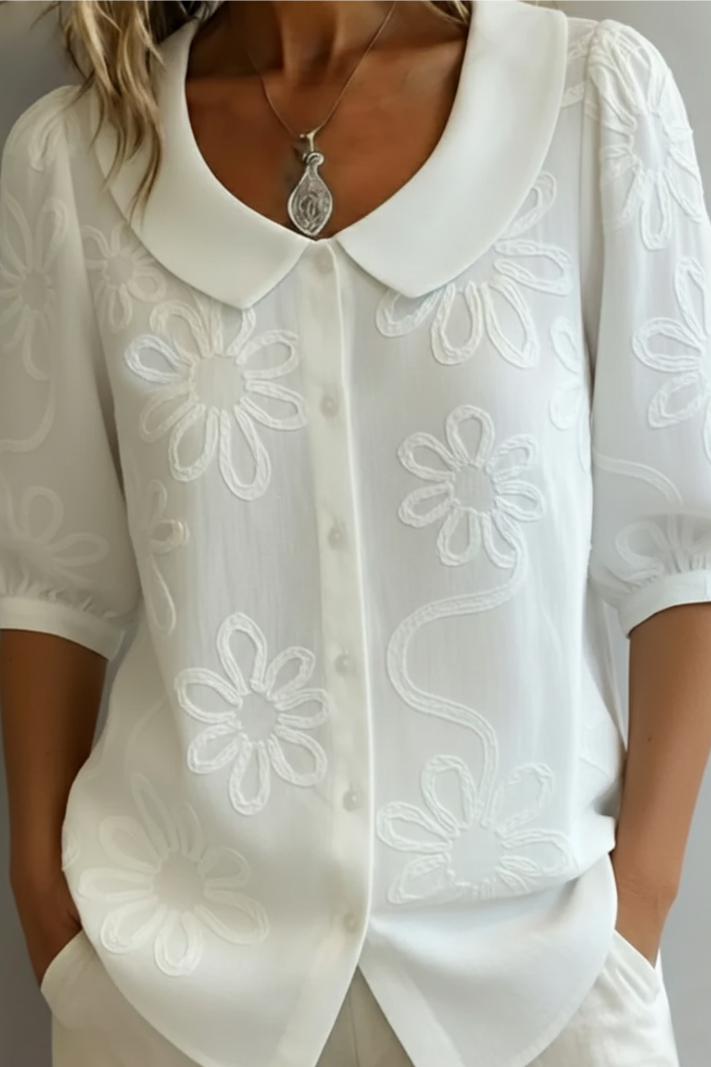 Blusa de moda floral Fiora, elegante y chic para mujer, ideal para uso casual de verano.