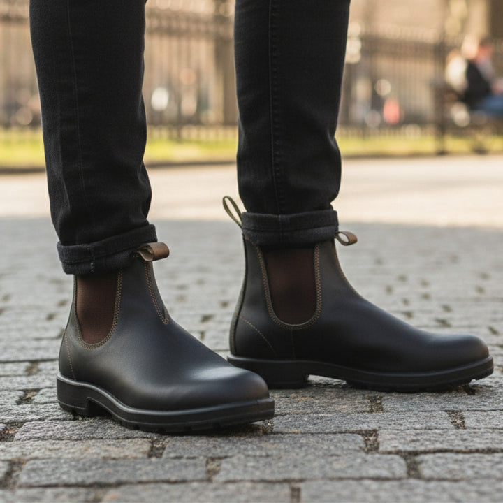 Botines Chelsea de hombre, suela antideslizante para seguridad, ajuste cómodo y estilo atemporal.