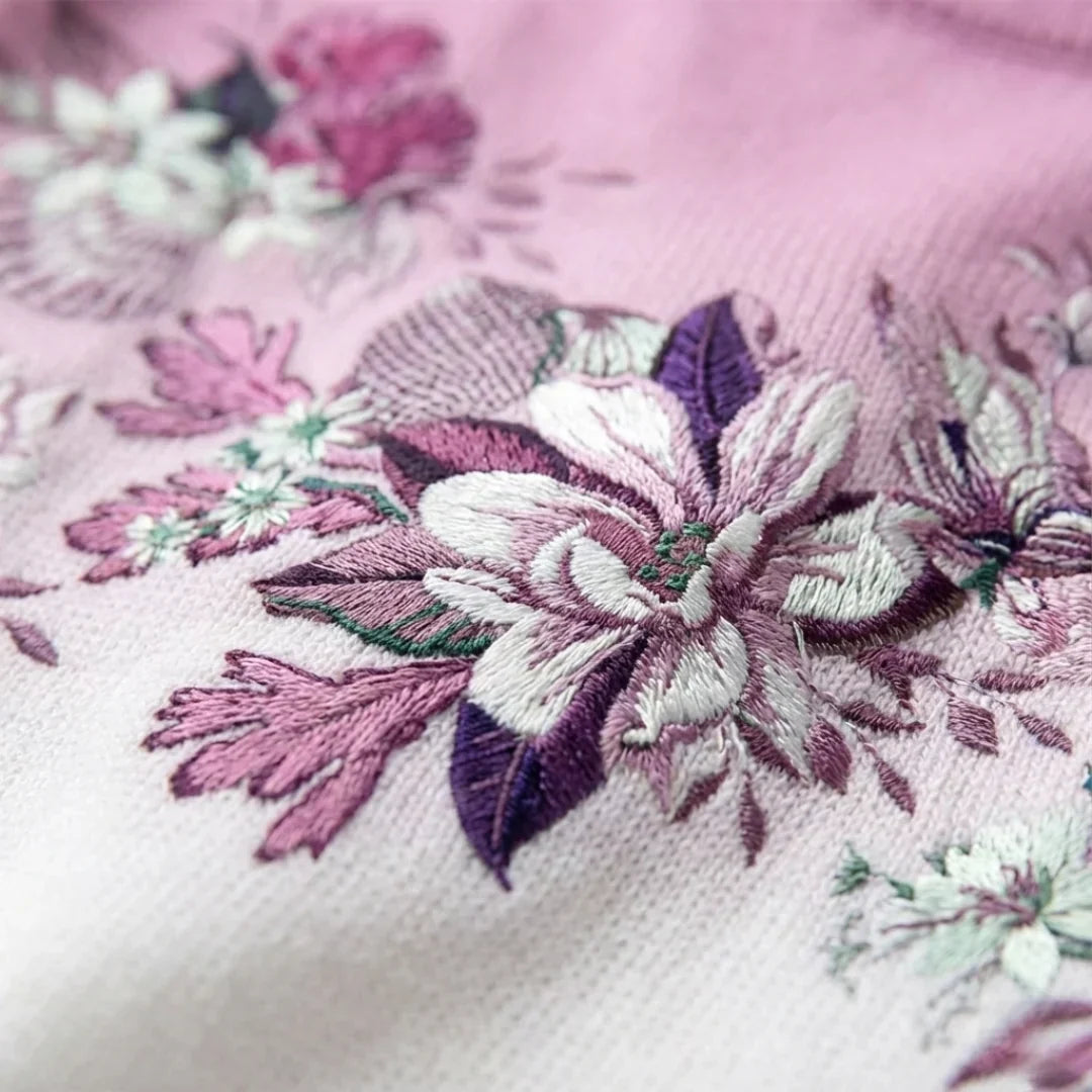 Jersey casual de algodón floral para mujer, con cuello vuelto, cómodo para días fríos.