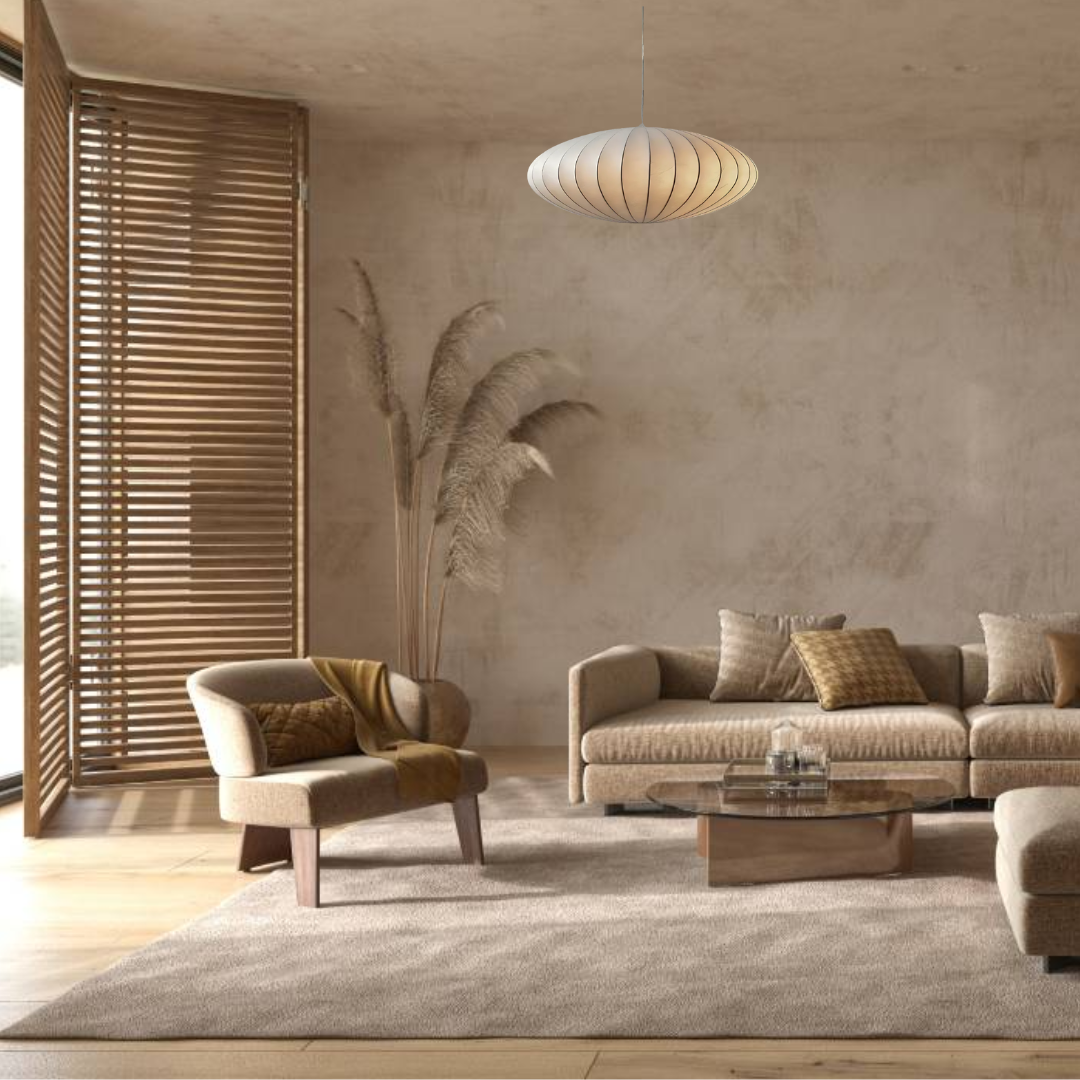 Lámpara colgante para hogar acogedor con luz suave, ideal para decoración de salón o dormitorio.