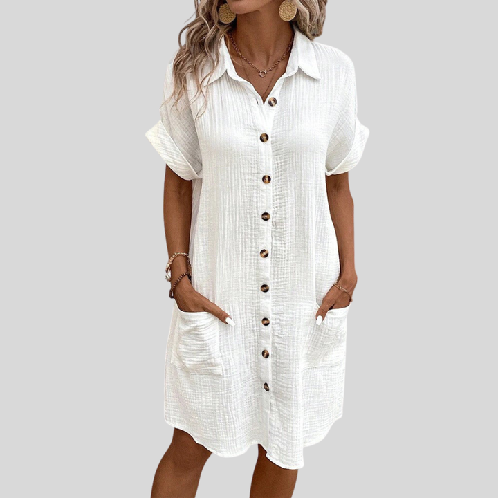 Vestido de verano para mujer, cómodo y elegante. Moda femenina fluida y transpirable para diario.