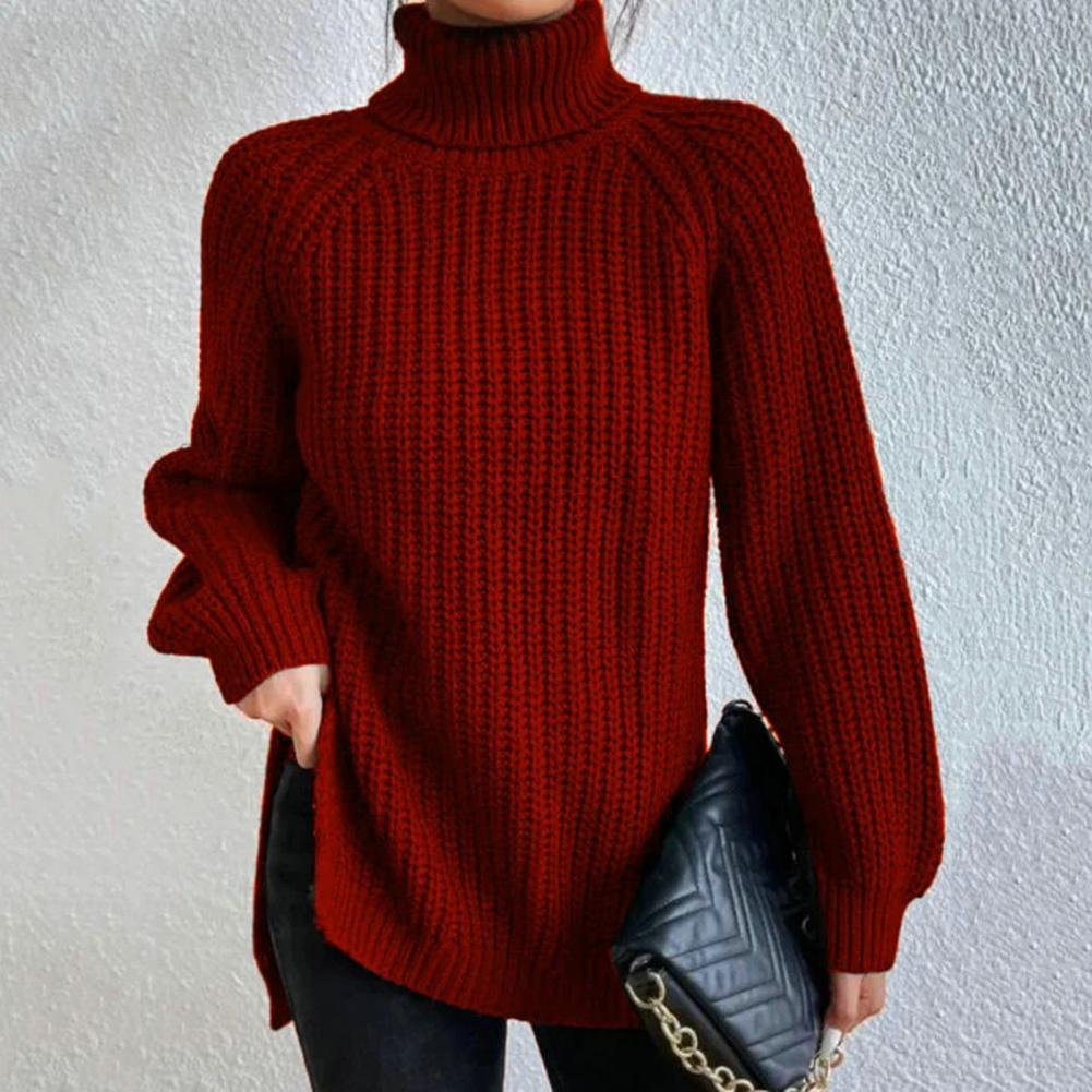 Moda invierno: suéter cuello alto elegante y abrigado para mujer, diseño cómodo y actual en varios tonos.