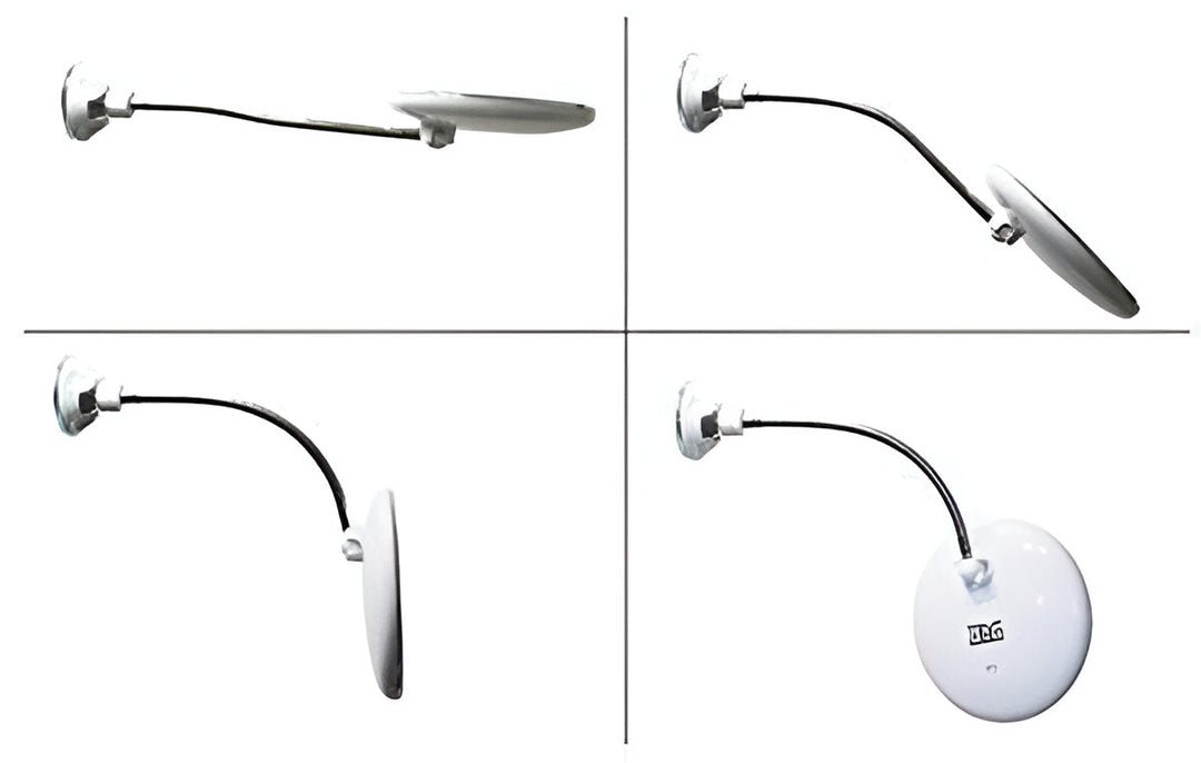 Espejo LED para maquillaje con aumento 10X, ventosa. Iluminación y precisión para cuidado facial y belleza portátil.
