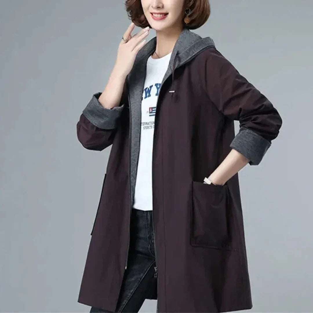Abrigo largo casual de invierno para mujer. Chaqueta cortaviento de moda, perfecta para protección y estilo.