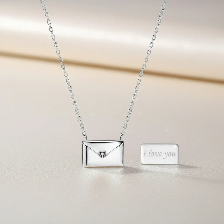 Elegante collar dorado de sobre y carta de amor, regalo romántico para ella, joya diaria de moda.