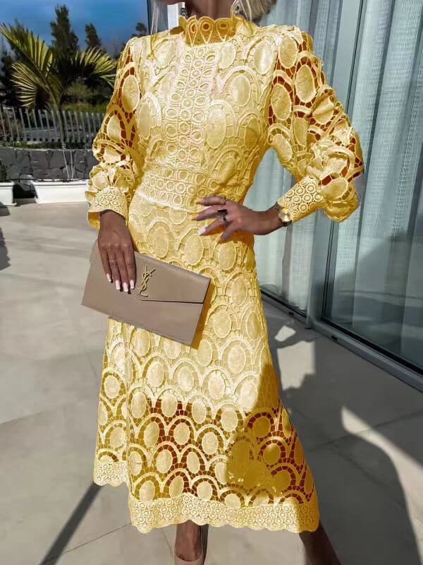 Vestido elegante para mujer, midi, cuello tortuga, mangas largas.