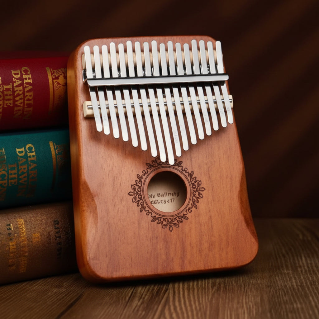 Piano de pulgar kalimba de 17 teclas de caoba, instrumento de madera para principiantes, fácil de tocar y llevar.