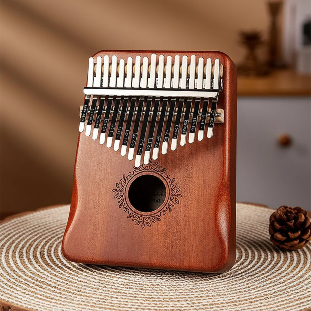 Kalimba de pulgar de caoba de 17 teclas para principiantes, un instrumento musical portátil para disfrutar la música.