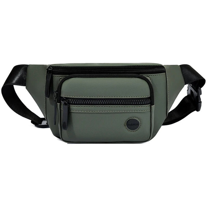 Bolsa de cintura hombre, resistente al agua, esencial para ciclismo, senderismo y viajes seguros.