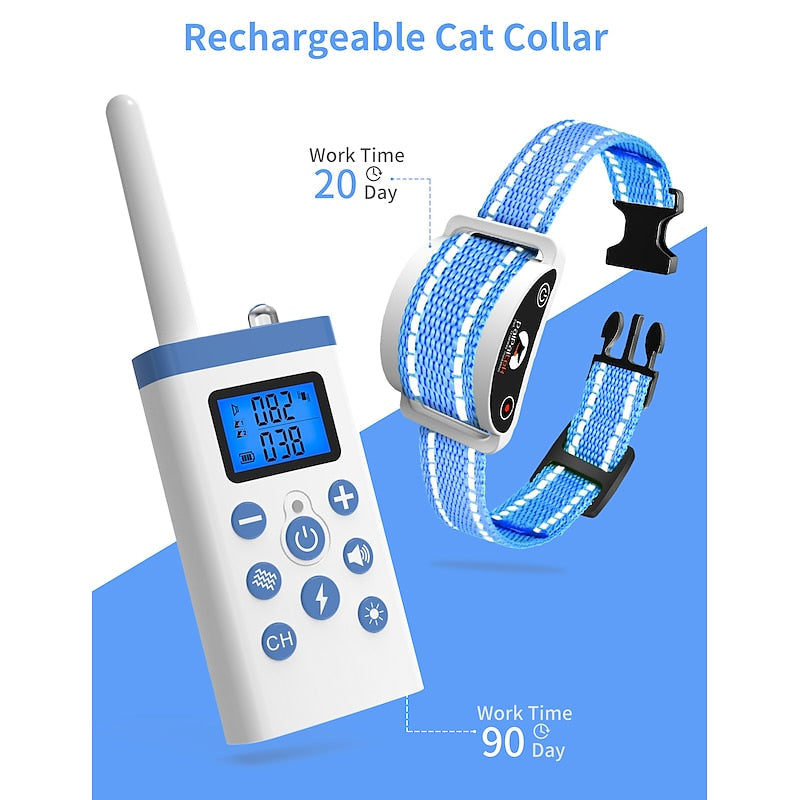 Características del collar de entrenamiento remoto para gatos: seguro, resistente al agua, adiestramiento suave.