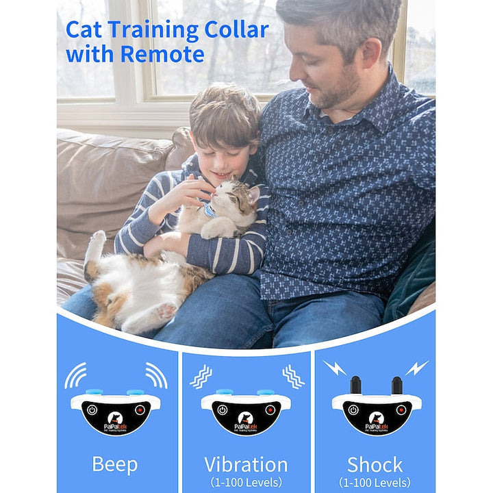 Producto: Collar de entrenamiento remoto para gatos, con consola y accesorios para adiestramiento de mascotas.