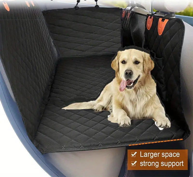 Viaja con tu perro seguro: asiento impermeable con fondo rígido. Protege el coche de suciedad.