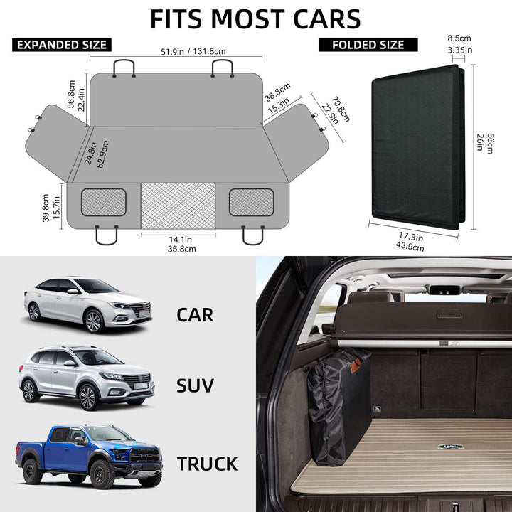 Asiento para perros en coche, fondo rígido y tejido impermeable. Viajes cómodos y sin preocupaciones.