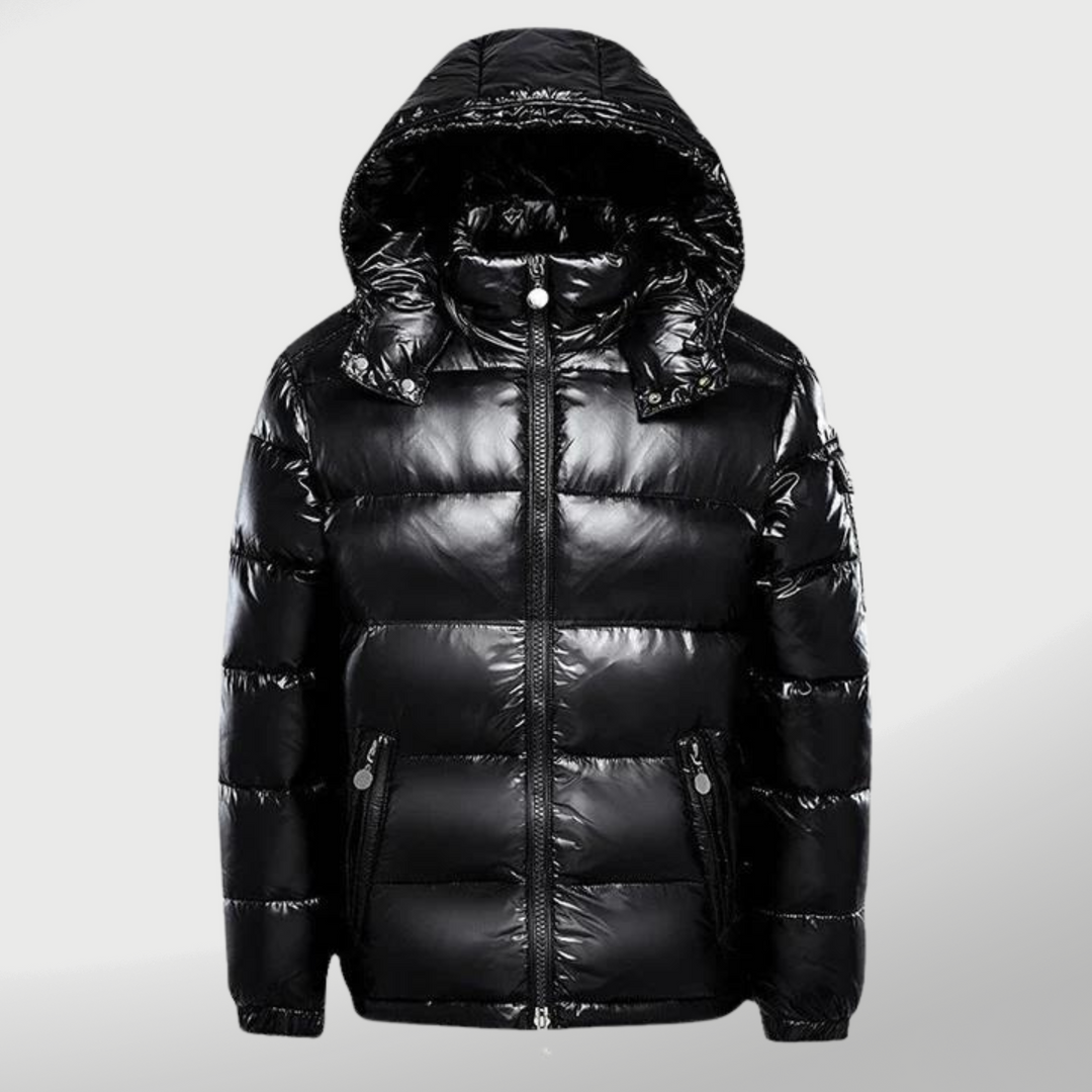 Elegante abrigo acolchado impermeable para mujer, ideal para invierno. Ropa exterior resistente al frío y viento.