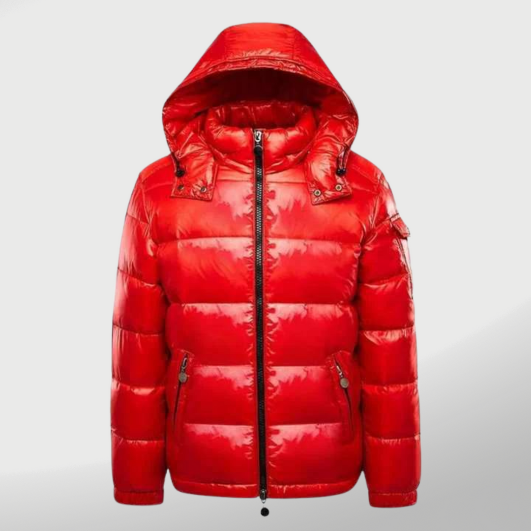 Chaqueta acolchada impermeable de invierno para mujer. Diseño elegante, protege del frío y la lluvia. Moda femenina.