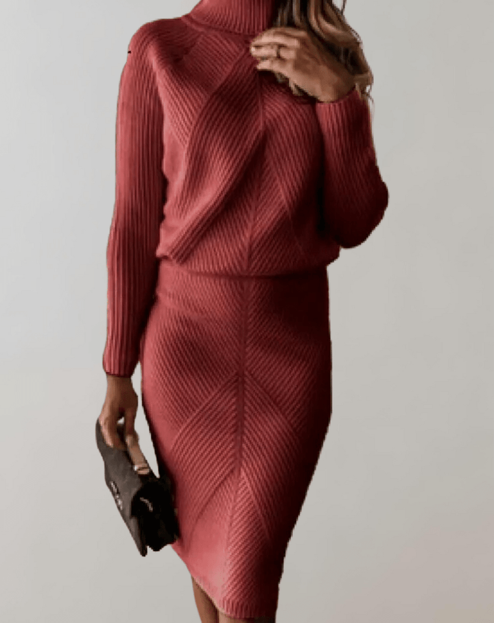 Conjunto de punto mujer, cuello alto y manga larga. La elección ideal para un look casual-elegante.