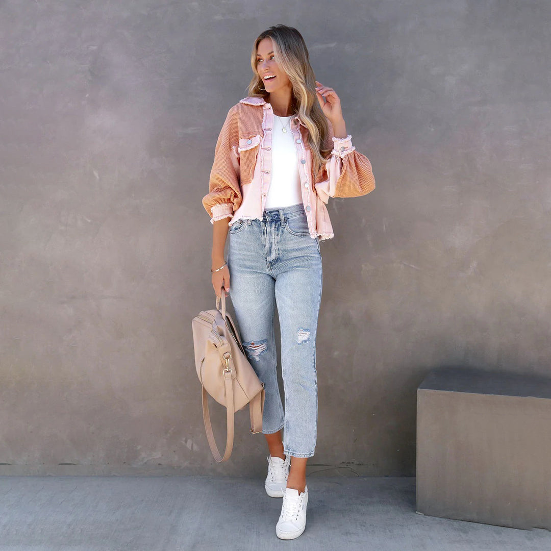 Moda femenina: Chaqueta estampada multicolor boho chic. Look bohemio para el día a día.