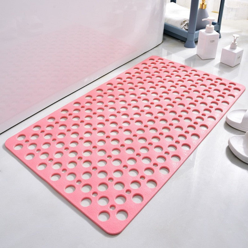 Lujosa alfombra antideslizante para bañera, con superficie texturizada y ventosas robustas para alta seguridad.